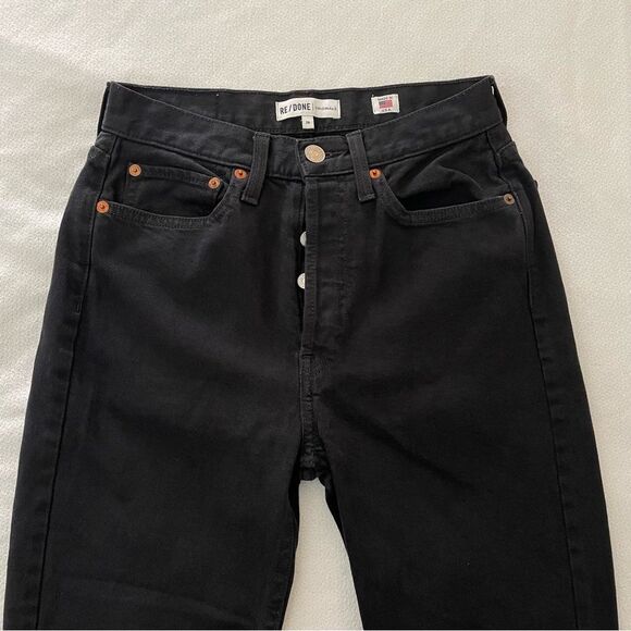 RE/DONE Levi’s Originals High Rise Ankle Fray Crop with Stretch Worn Black 26 - Picture 4 of 10